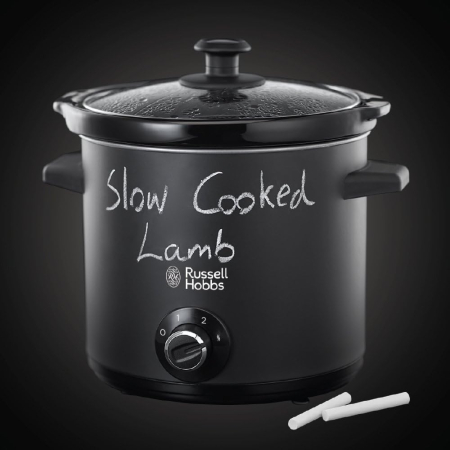 Slow cooker Russell Hobbs Chalkboard, 6.5L, 3 setari temperatura, vas ceramic, suprafata tabla scriere, negru [7]