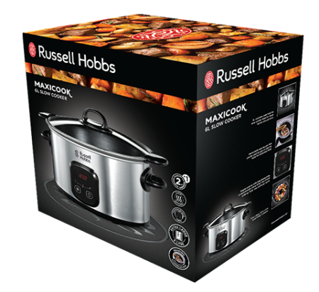 Slow cooker Russell Hobbs MaxiCook, 6L, 3 setari temperatura, vas ceramic detasabil, mentinere cald, negru [1]