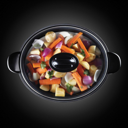 Slow cooker Russell Hobbs MaxiCook, 6L, 3 setari temperatura, vas ceramic detasabil, mentinere cald, negru [5]