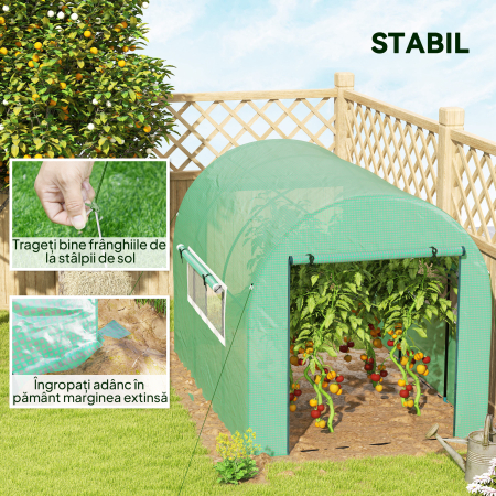  Solar Tip Tunel 300 x 200cm Walk-In Polytunnel Greenhouse - Verde [6]