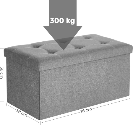 Bancuta pliabila cu spatiu de depozitare, 89 litri, textil tip in si MDF, sezut captusit, maxim 300 kg, 76x38x38 cm, maro [1]