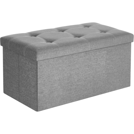 Mobila living - Bancuta pliabila cu spatiu de depozitare, 89 litri, textil tip in si MDF, sezut captusit, maxim 300 kg, 76x38x38 cm, maro