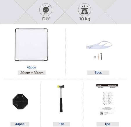Biblioteca modulara cu 12 compartimente, rafturi cubice din plastic, montaj rapid, 93x31x123 cm, alb transparent [1]