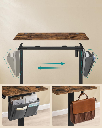 Birou electric reglabil pe inaltime, 120x60x(72-120) cm, memorie 4 pozitii, USB-C, cadru metalic, maro rustic [1]