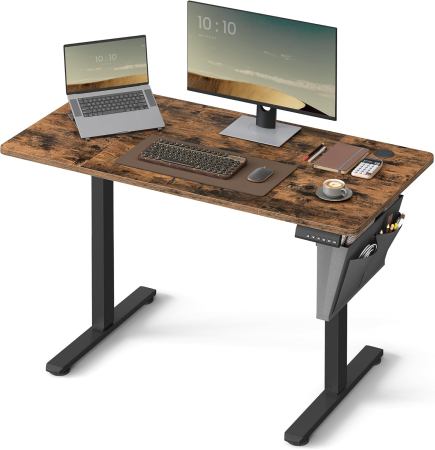 Birou electric reglabil pe inaltime, 120x60x(72-120) cm, memorie 4 pozitii, USB-C, cadru metalic, maro rustic [4]