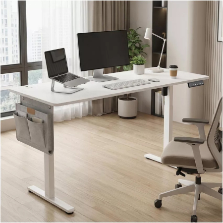 Birou electric reglabil pe inaltime, cadru metalic, functie memorie 4 pozitii, 160x70x(72-120) cm, alb [9]