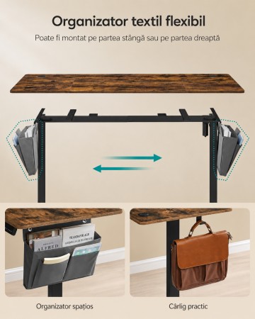 Birou electric reglabil pe inaltime, cadru metalic, functie memorie 4 pozitii, 160x70x(72-120) cm, maro rustic [5]