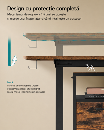 Birou electric reglabil pe inaltime, cadru metalic, functie memorie 4 pozitii, 160x70x(72-120) cm, maro rustic [4]
