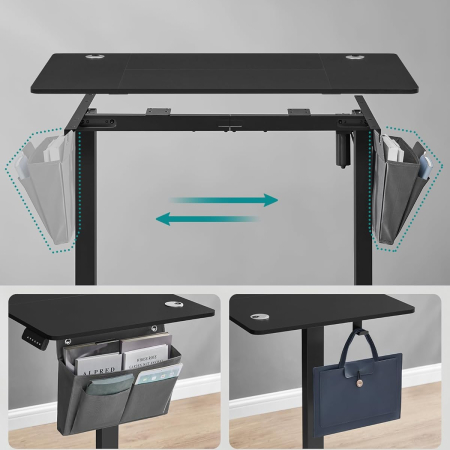 Birou reglabil electric, inaltime ajustabila 72-120 cm, cadru otel, blat PAL 140x60 cm, functie memorie 4 pozitii, negru [4]