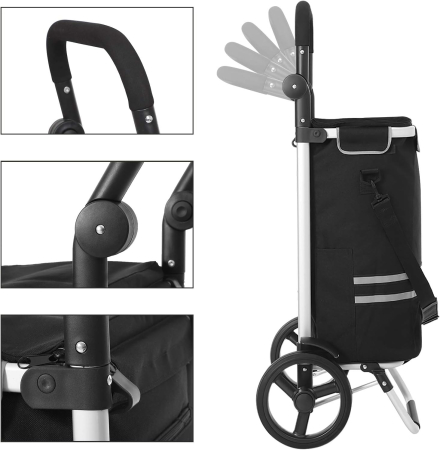Carucior de cumparaturi piata, pliabil, compartiment frigorific, multifunctional, 44x35x100 cm, negru [1]