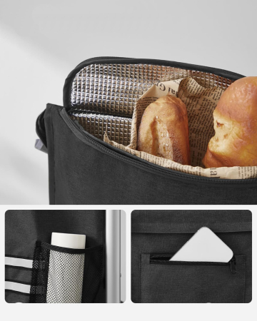 Carucior de cumparaturi piata, pliabil, compartiment frigorific, multifunctional, 44x35x100 cm, negru [11]