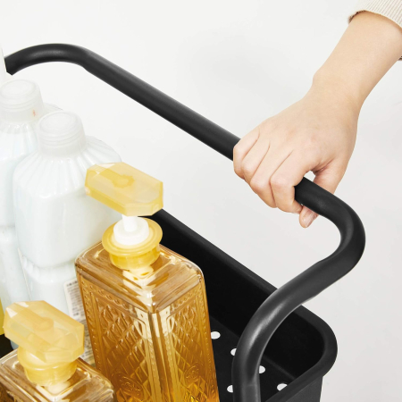 SONGMICS Carucior de depozitare pe roti, pentru bucatarie sau baie, cu 3 nivele, 42x34x86 cm, negru [7]