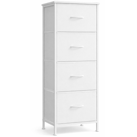 Living & hol - Comoda cu 4 sertare textile, cadru metalic si blat MDF, 40x30x95 cm, alb