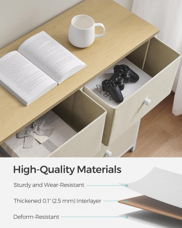 Comoda cu 6 sertare textile, cadru metalic, 80x30x71 cm, alb si crem [4]