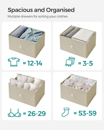 Comoda cu 6 sertare textile, cadru metalic, 80x30x71 cm, alb si crem [1]