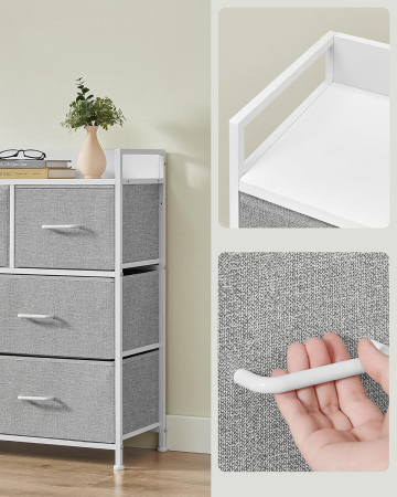 SONGMICS Comoda cu cadru metalic si 7 sertare din stofa, 29x98x85 cm , gri si alb [8]