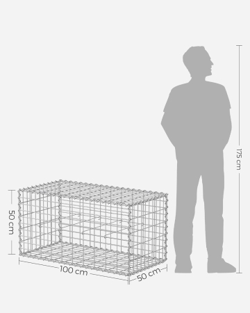 Cos gabioane pietre otel galvanizat D4 mm, ochiuri 10x5 cm, montaj fara unelte, 100x50x50 cm, argintiu [2]