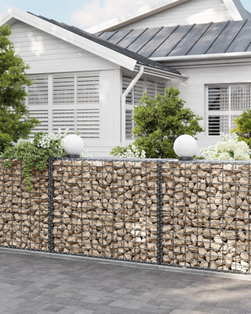 Cos gabioane pietre otel galvanizat D4 mm, ochiuri 5x10 cm, montaj fara unelte, 100x80x30 cm, argintiu [7]