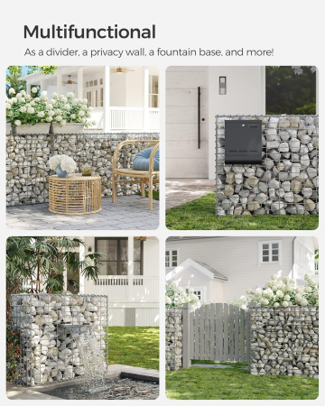 Cos gabioane pietre otel galvanizat D4 mm, ochiuri 5x10 cm, montaj fara unelte, 100x80x30 cm, argintiu [8]