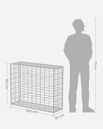 Cos gabioane pietre otel galvanizat D4 mm, ochiuri 5x10 cm, montaj fara unelte, 100x80x30 cm, argintiu [2]