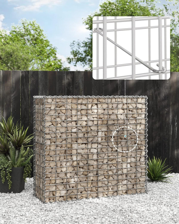 Cos gabioane pietre otel galvanizat D4 mm, ochiuri 5x10 cm, montaj fara unelte, 100x90x30 cm, argintiu [3]