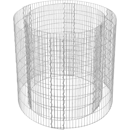 Cos de gabioane rotund pentru pietre, otel galvanizat, 90x90x80cm, argintiu [1]