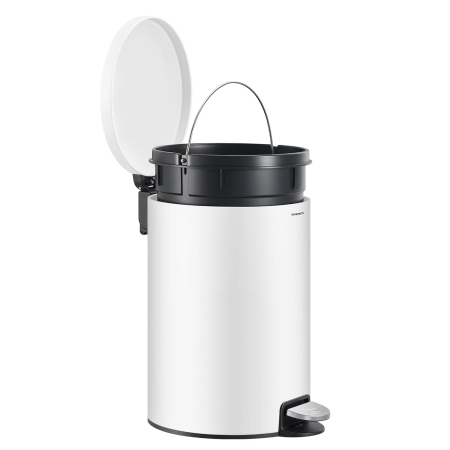 Bucatarie - Cos de gunoi cu pedala 20L, capac soft close, galeata interioara detasabila, otel si plastic, 30x37x44 cm, alb