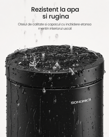 Cos de gunoi cu pedala, ideal pentru baie, galeata interioara detasabila, 3 litri, inchidere lenta, 17x22x25 cm, negru [5]