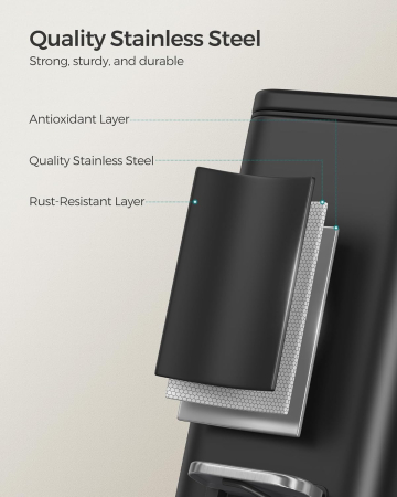 Cos gunoi pedala baie capac soft-close galeata detasabila otel inox, 5 litri, 30x14x29 cm, negru [3]