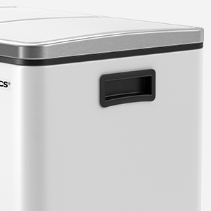 SONGMICS Cos de gunoi din inox cu 3 compartimente colectare selectiva, cu galeti interioare, 3x18litri, 62x32x56cm, alb [2]