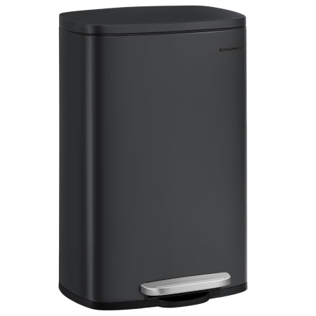 Bucatarie - Cos de gunoi din inox cu pedala, capac soft close si galeata interioara detasabila, 50 litri, 43x37x63 cm, negru