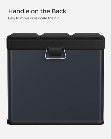 Cos de gunoi din otel cu 3 compartimente colectare selectiva, cu galeti interioare, 3x8litri, negru [5]