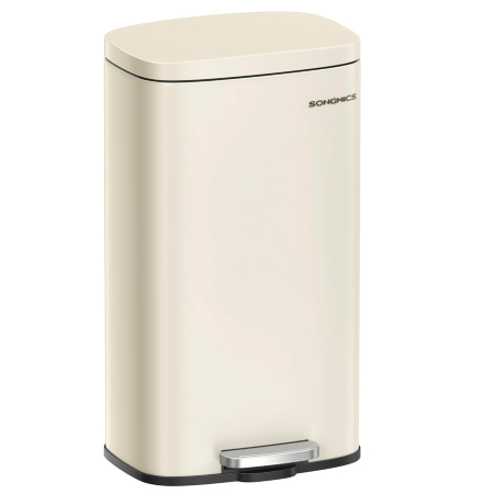 Bucatarie - Cos de gunoi din otel cu pedala, galeata interioara plastic, capac inchidere lenta, 30L, 35x30x63cm, bej