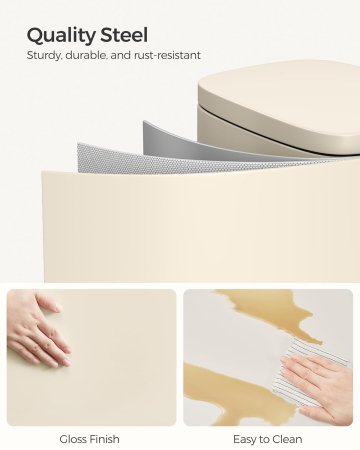 Cos de gunoi din otel cu pedala, galeata interioara plastic, capac inchidere lenta, 30L, 35x30x63cm, bej [1]