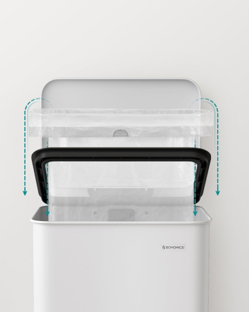 Cos de gunoi din otel, cu pedala si soft-close, saci gunoi inclusi, 40 litri, alb [3]