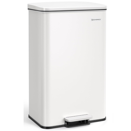 Accesorii pentru bucatarie - Cos de gunoi din otel, cu pedala si soft-close, saci gunoi inclusi, 40 litri, alb