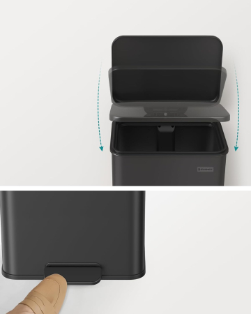 SONGMICS Cos de gunoi din otel, cu pedala si soft-close, saci gunoi inclusi, 40 litri, negru [6]