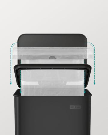 SONGMICS Cos de gunoi din otel, cu pedala si soft-close, saci gunoi inclusi, 40 litri, negru [5]