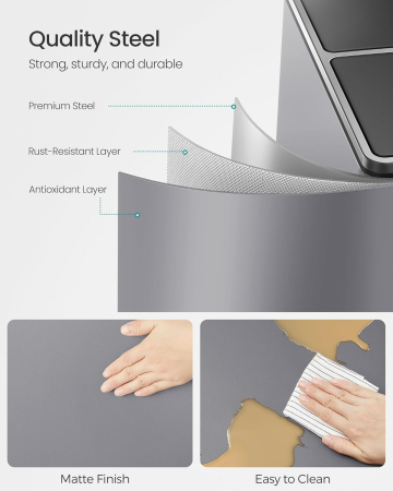 Cos de gunoi dublu colectare selectiva, 2x30L, cu pedale si capac soft close, galeata interioara, otel, 62x59x36 cm, gri [2]