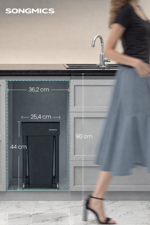 Cos de gunoi incorporabil in mobila, cu 2 compartimente 2x15L, cadru metalic extensibil, 48x25x44 cm, negru [3]