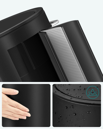 SONGMICS Cos de gunoi pentru baie, cu pedala si soft-close, 3 litri, negru [3]