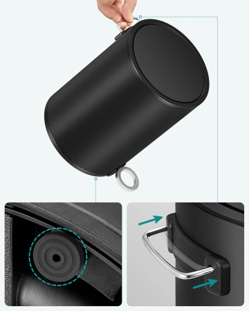 SONGMICS Cos de gunoi pentru baie, cu pedala si soft-close, 3 litri, negru [8]