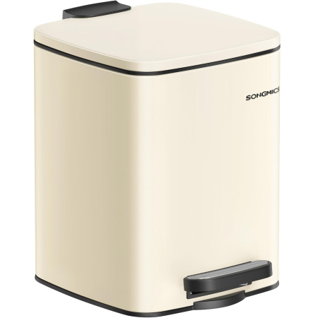Accesorii pentru bucatarie - Cos de gunoi pentru baie, cu pedala si soft-close, 6 litri, bej
