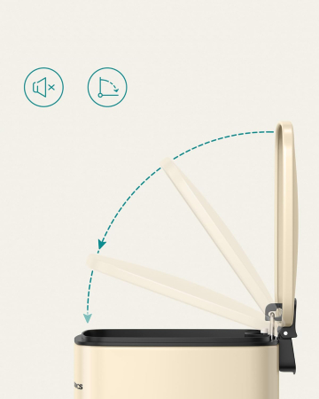 Cos de gunoi pentru baie, cu pedala si soft-close, 6 litri, bej [5]