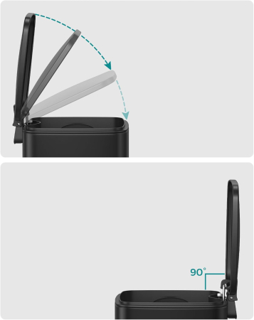 Cos de gunoi pentru baie, cu pedala si soft-close, 6 litri, negru [3]