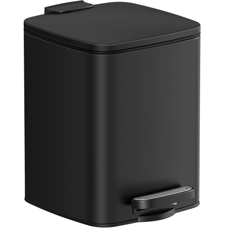 Accesorii pentru bucatarie - Cos de gunoi pentru baie, cu pedala si soft-close, 6 litri, negru