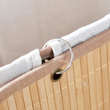 SONGMICS Cos de rufe din bambus, pliabil, cu captuseala detasabila lavabila, 72L, 40x30x60cm, natural [5]
