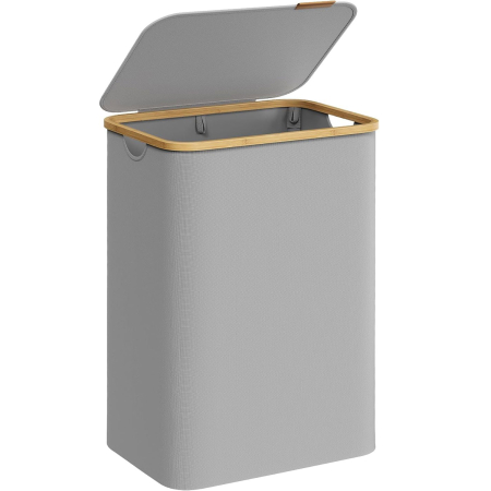 Decoratiuni si articole casa - SONGMICS Cos de rufe textil, pliabil, cu 2 compartimente detasabile, 130L, 52x39x71 cm, gri