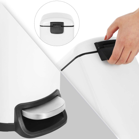 SONGMICS Cos gunoi 10 litri cu pedala si capac soft close, galeata interioara detasabila, 35x19x39 cm, alb [3]