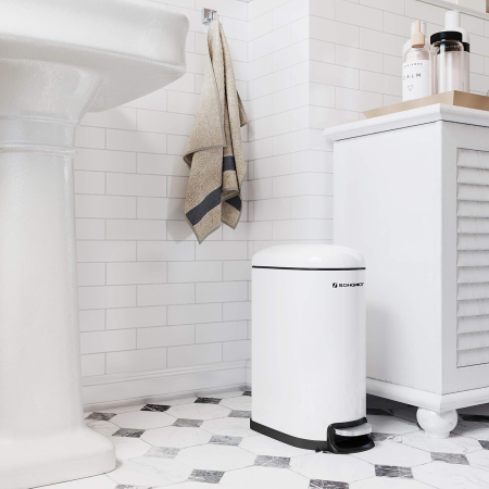 SONGMICS Cos gunoi 10 litri cu pedala si capac soft close, galeata interioara detasabila, 35x19x39 cm, alb [9]